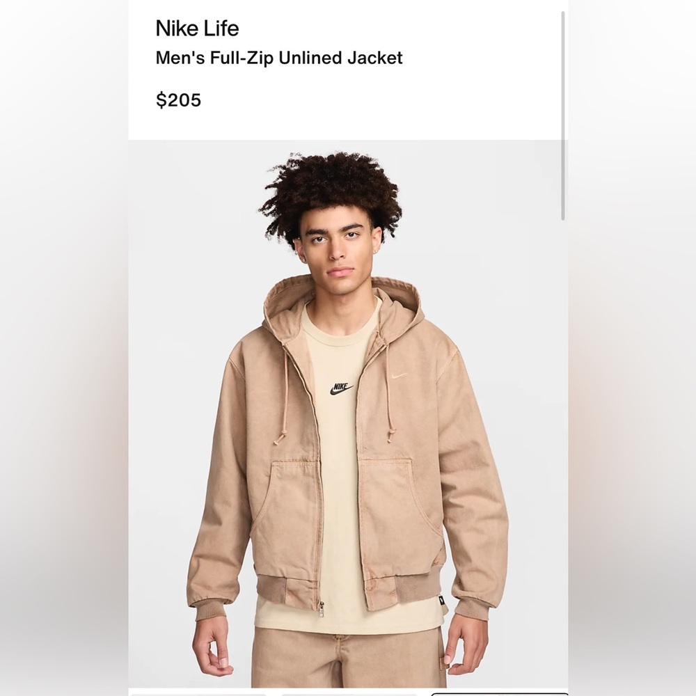 Nike Life Men’s Full-Zip Unlined Jacket - XL - Hemp Brown - NWT